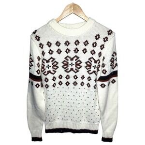 Atkinson Cream Size M Fair Isle Knit Sweater Women's Long Sleeve Crew Neck